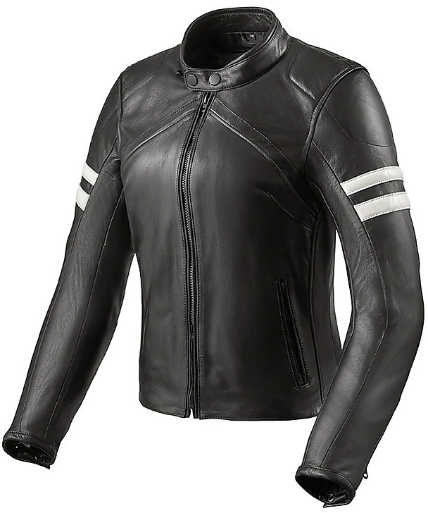 Giubbotto Moto Da Donna In Pelle Custom Rev'it MERIDIAN LADIES Nero Bianco 3 Giubbotto Moto Da Donna In Pelle Custom Rev'it MERIDIAN LADIES Nero Bianco