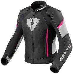Giubbotto Moto Da Donna In Pelle Sport Rev'it XENA 3 LADIES Nero Rosa