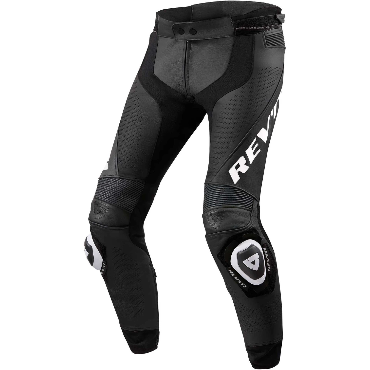 Pantaloni Moto Pelle Rev'it APEX Nero Bianco Allungato 3 Pantaloni Moto Pelle Rev'it APEX Nero Bianco Allungato